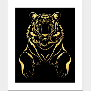 Black tiger and gold Posters and Art